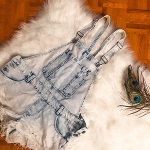 Light-wash Overall Shorts